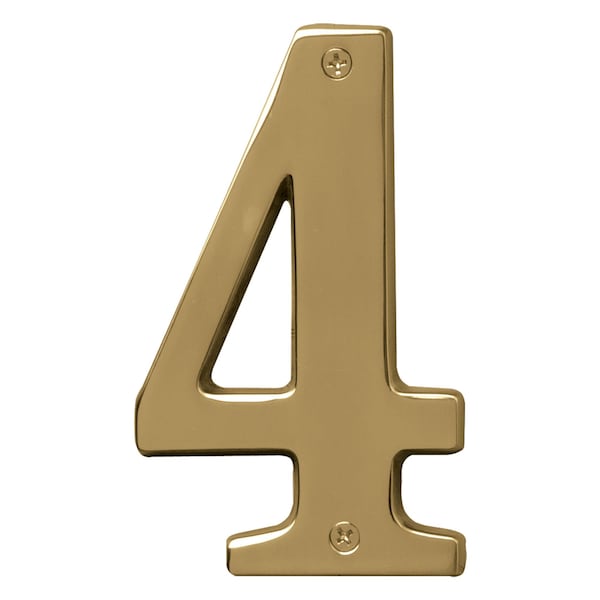 Hy-Ko 5In Polished Brass Number 4, 3PK - A31024