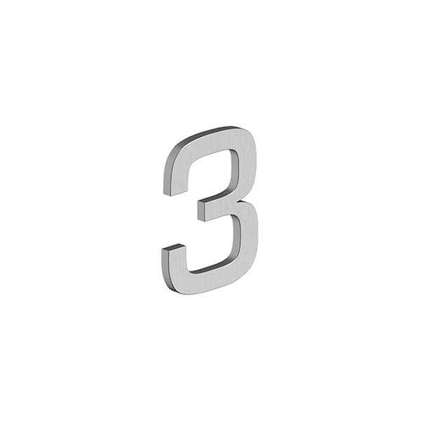 Deltana 4 House Number 3 with Risers Satin Stainless Steel Finish - RNE-3U32D