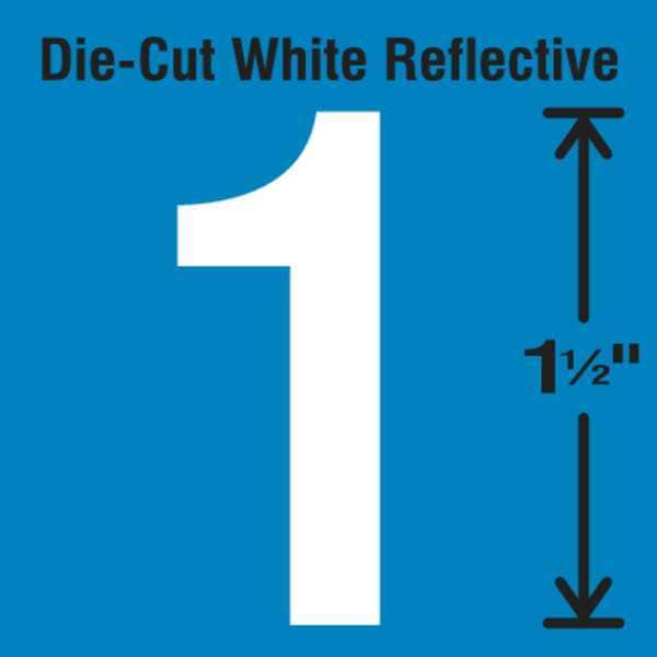 Stranco Die-Cut Reflective Number Label, 1, PK5 - DWR-1.5-1-5