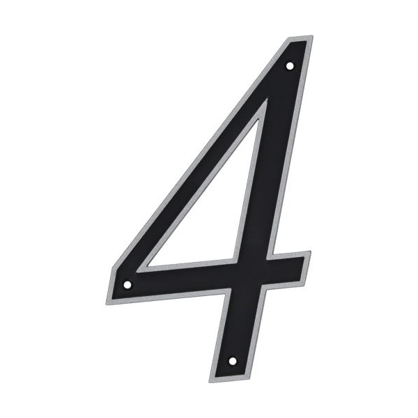 Hillman HILLMAN 6 in. Reflective Black Plastic Nail-On Number 4 1 pc - 844814