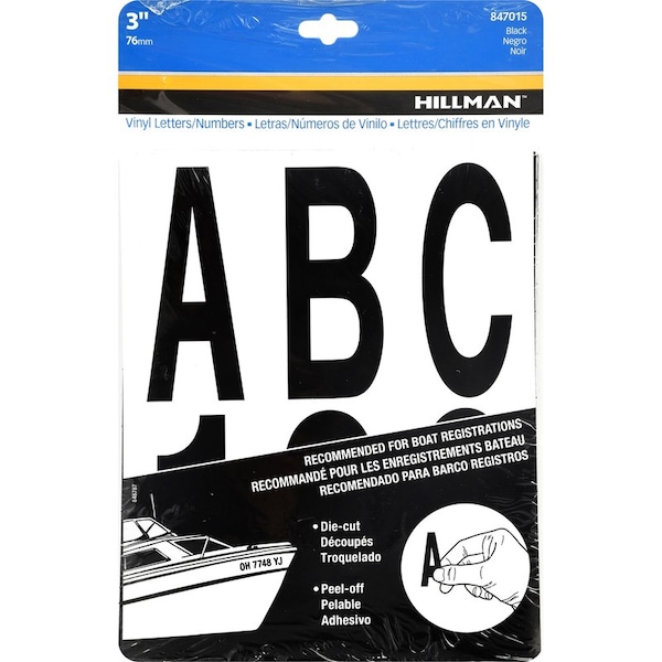 Hillman HILLMAN 3 in. Black Vinyl Self-Adhesive Letter and Number Set 0-9"	 A-Z 100 pc - 847015