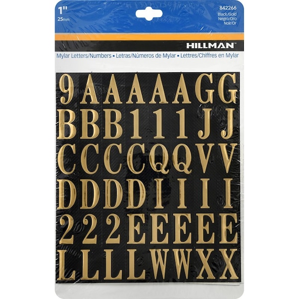 Hillman HILLMAN 1 in. Gold Vinyl Self-Adhesive Letter and Number Set 0-9"	 A-Z 112 pc - 842266