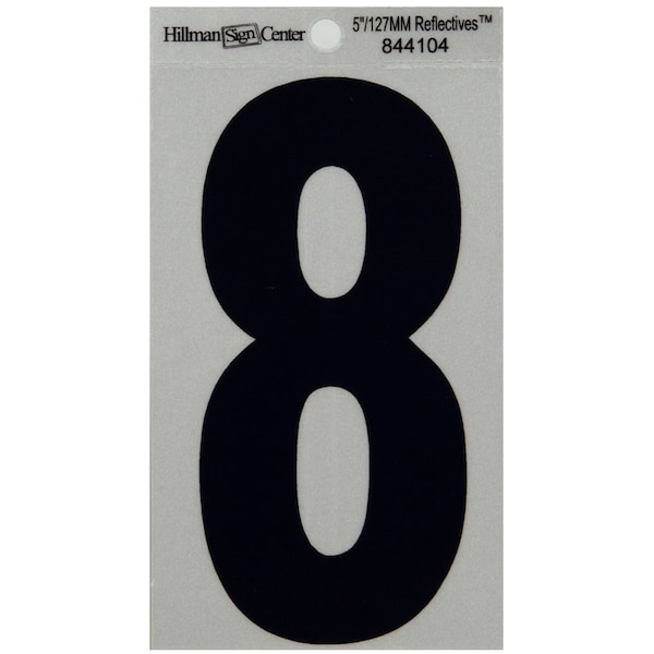 Hillman HILLMAN 5 in. Reflective Black Vinyl Self-Adhesive Number 8 1 pc - 844104