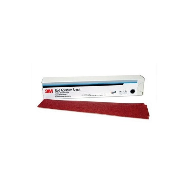 3M 3M Red Abrasive Hookit Sheet, 01177, 2 3/4 in x 16 1/2 in, P3205, 25PK - 7000119801