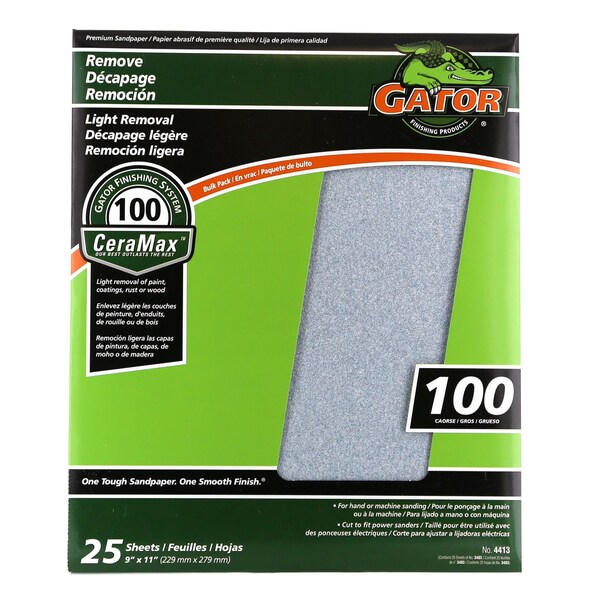 Gator Grit Gator CeraMax 11 in. L X 9 in. W 100 Grit Ceramic Sandpaper 1 pk - 3403