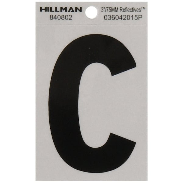 Hillman HILLMAN 3 in. Reflective Black Vinyl Self-Adhesive Letter C 1 pc - 840802