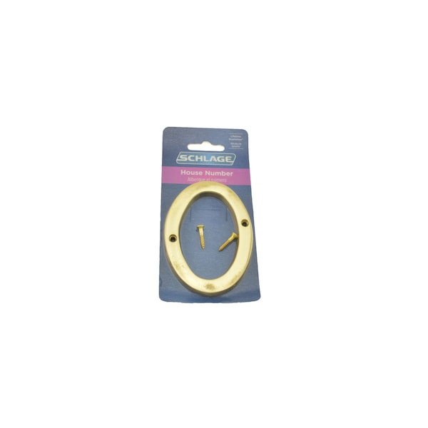Schlage Residential Solid Brass Carded Classic House Number 0 Bright Brass Finish - SC23006605