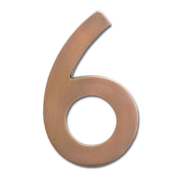 Perfectpatio Solid Cast Brass 5 in. Antique Copper Floating House Number 6 - PE711896