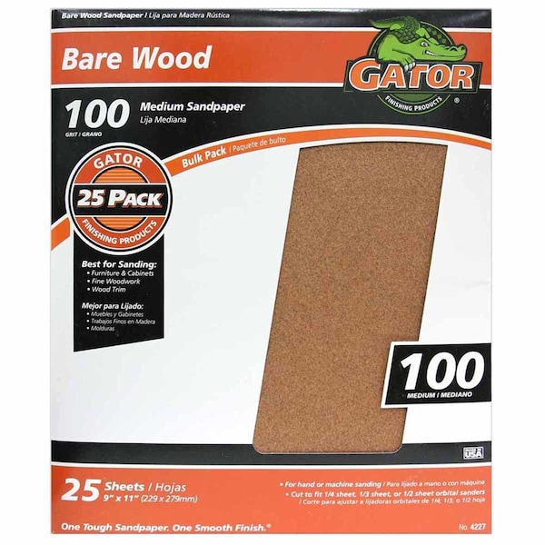 Gator Grit Gator 11 in. L X 9 in. W 100 Grit Aluminum Oxide Sanding Sheet 1 pk - 3276