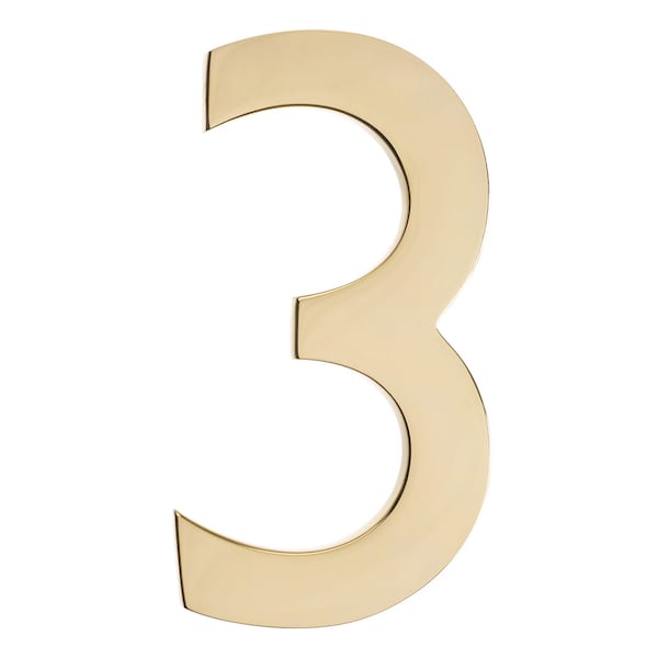 Architectural Mailboxes Brass 5 inch Floating House Number Polished Brass 3 - 3585PB-3