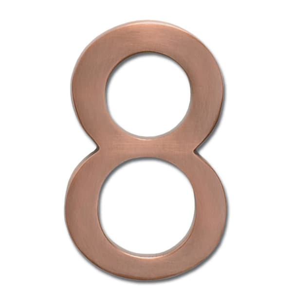 Architectural Mailboxes Brass 4 inch Floating House Number Antique Copper 8 - 3582AC-8