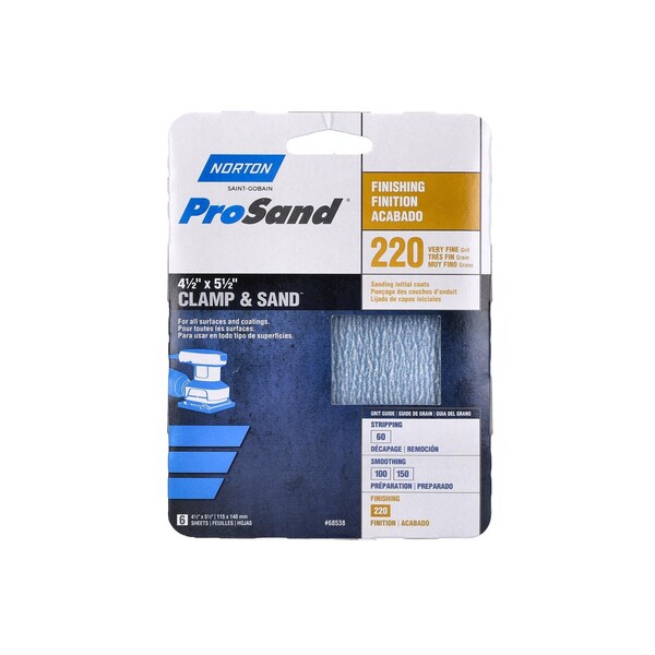 Norton Abrasives Norton ProSand 5-1/2 in. L X 4-1/2 in. W 220 Grit Aluminum Oxide Sanding Sheet 6 pk - 07660768538