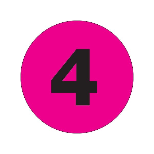 Bsc Preferred 3'' Circle - ''4'' Fluorescent Pink Number Labels - BUY00021578