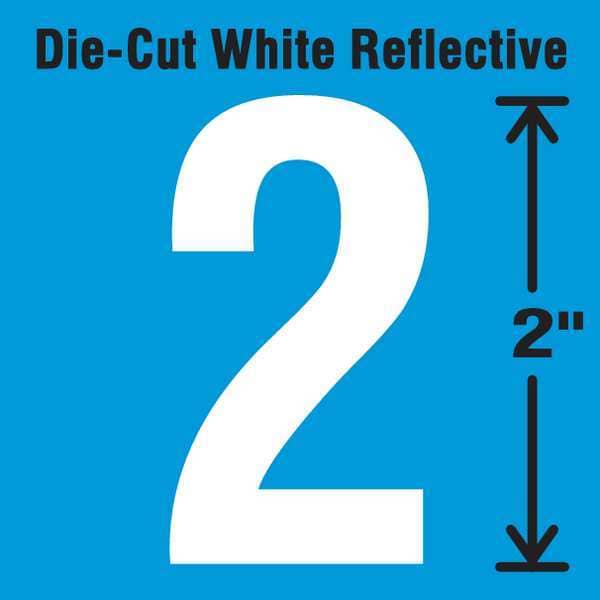 Stranco Die-Cut Refl. Number Label, 2, 2In H, PK5 - DWR-2-2-5