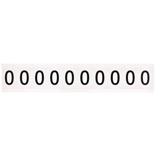 Brady Number Label, Character 0, 1 In. H, Vinyl - 9713-0