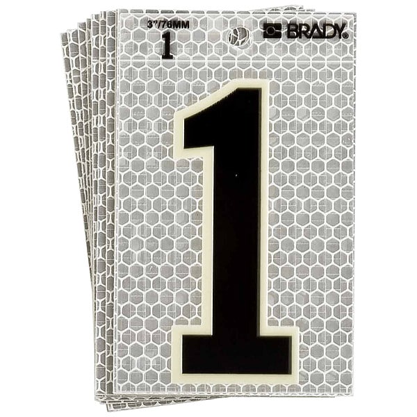 Brady Ultra Reflective Numbers, 1, 6 In. H, PK10 - 3020-1