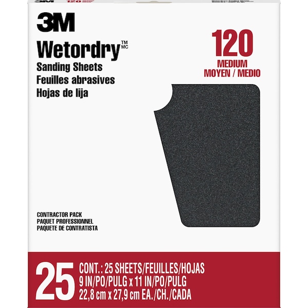 3M Pro-Pak Wetordry Sandpaper, 9"x11", PK10 - 26080CP-P-G