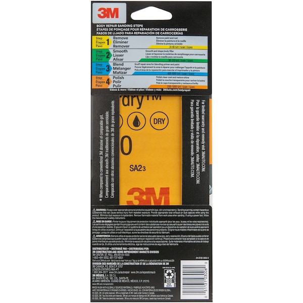 3M Wetordry Sandpaper 03006, 3 2/3 in x 9 in, Asst Grit, 5/Pack, 20/Case, 20PK - 3006
