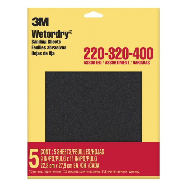 3M Wetordry Sandpaper 9088NA, 9"x11", As, PK50 - 9088NA