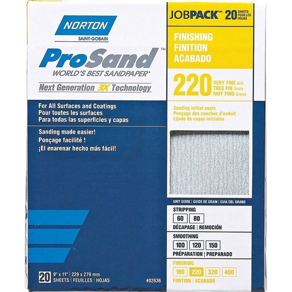 Norton Co SANDPAPER AL OXD 220GRT 9X11IN - 2636