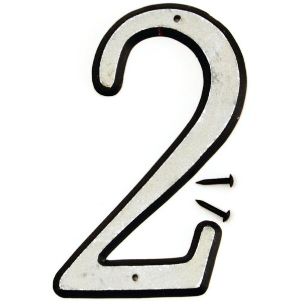 Hy-Ko 30600 Series House Number, Character: 2, 4 in H Character, Black/White Character, Plastic - 30602