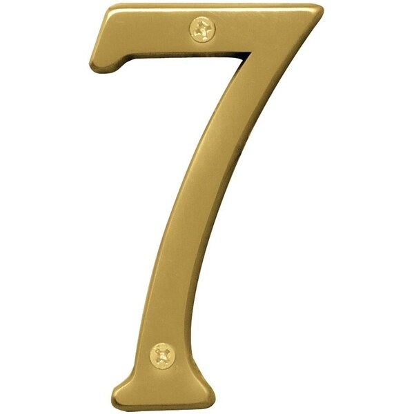 Hy-Ko Prestige Series House Number, Character: 7, 4 in H Character, Brass Character, Solid Brass - BR-43BB/7