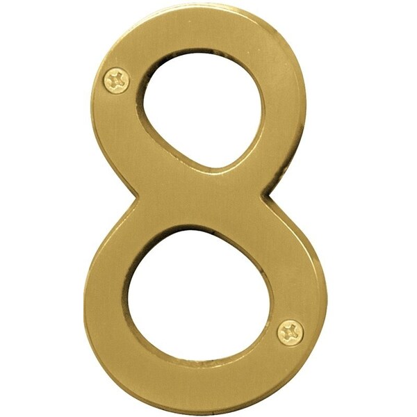 Hy-Ko Prestige Series House Number, Character: 8, 4 in H Character, Brass Character, Solid Brass - BR-43BB/8