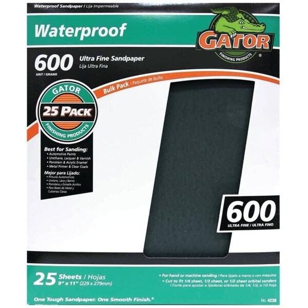 Gator 3280 Sanding Sheet, 11 in L, 9 in W, 600 Grit, Silicone Carbide Abrasive - 4238