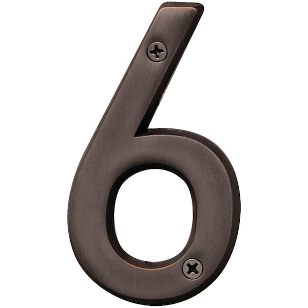 Hy-Ko Prestige Series House Number, Character: 6, 4 in H Character, Bronze Character, Brass - BR-42OWB/6