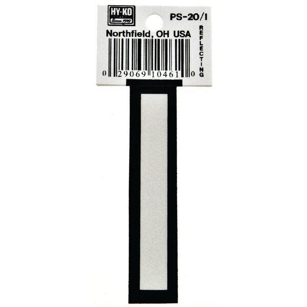 Hy-Ko Reflective Letter, Character: I, 3-1/4 in H Character, Black/White Character, Vinyl - PS-20/I