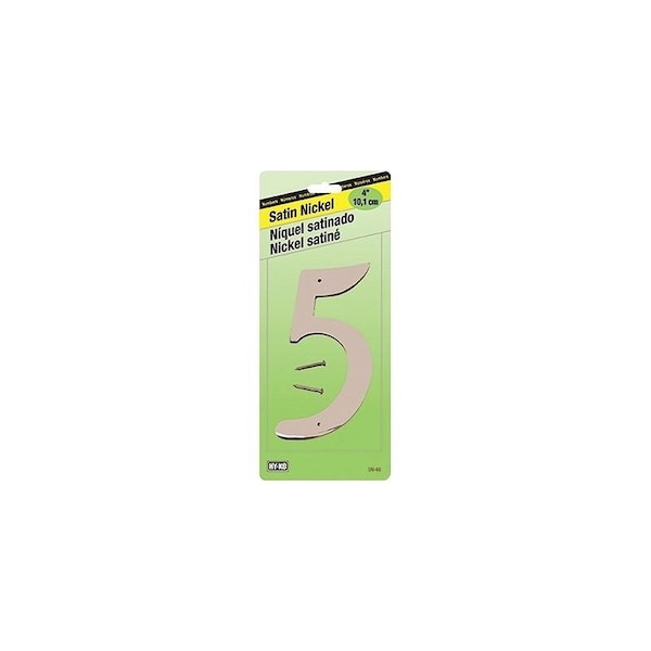 Hy-Ko House Number, Character 5, 4 in H Character, Nickel Character, Zinc - SN-40/5