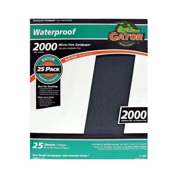 Gator Grit Gator Grit 4270 Silicone Carbide Waterproof Sandpaper Sheet  Grit 2000 - 9 x 11 in. - pack of 25 - 1561463