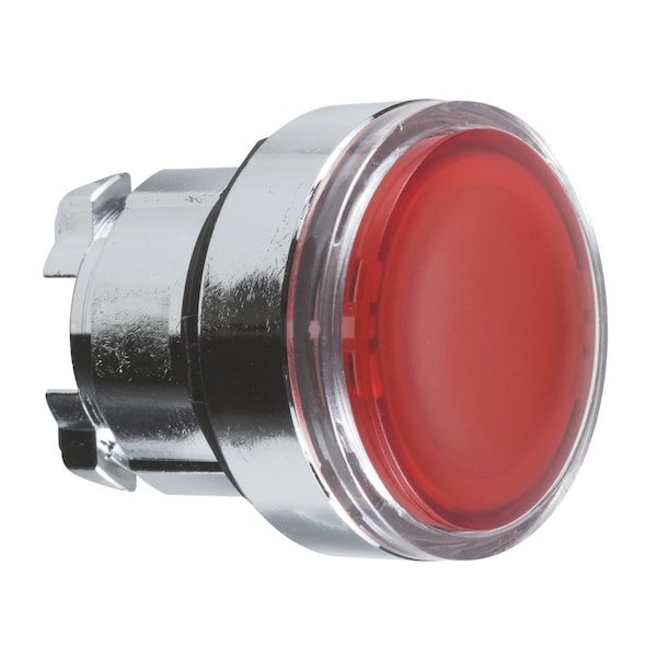 Cabeza para botón pulsador iluminado, Harmony XB4, metal, rojo empotrado, 22mm, LED universal, retorno por resorte, para leyenda de inserción - ZB4BA48