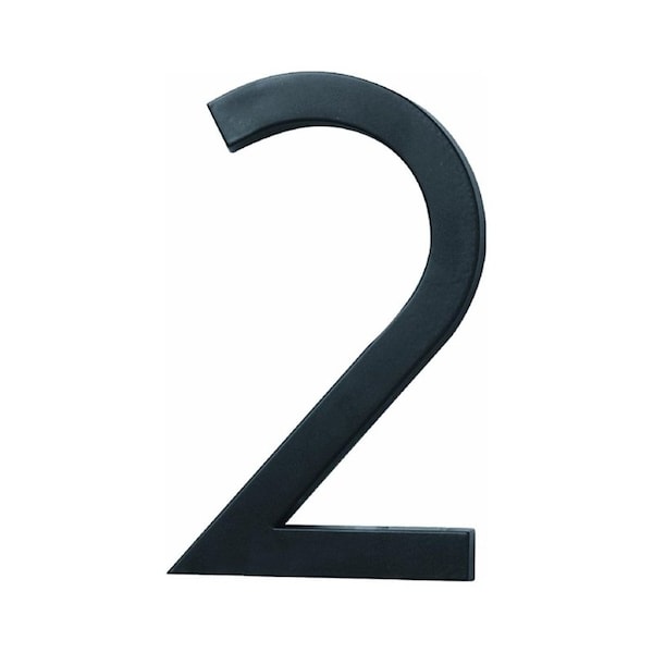 Hy-Ko FM6 Architectural Series House Number, Character 2, 6 in H Character, Black Character - FM-6/2
