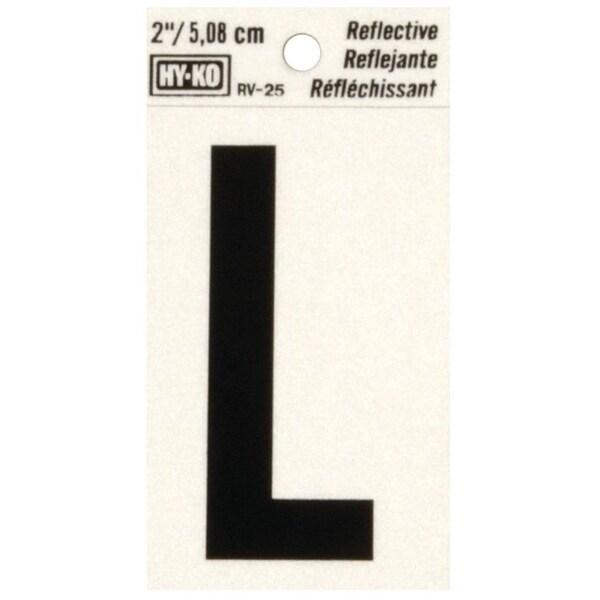 Hy-Ko Reflective Letter, Character: L, 2 in H Character, Black Character, Silver Background, Vinyl - RV-25/L