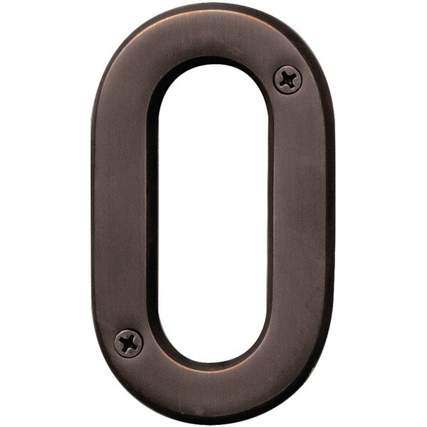 Hy-Ko Prestige Series House Number, Character: 0, 4 in H Character, Bronze Character, Solid Brass - BR-42OWB/0
