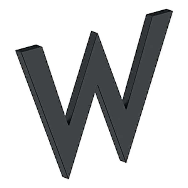 Deltana 4 Stainless Steel House Letter W with Risers Black Finish - RNBWU19