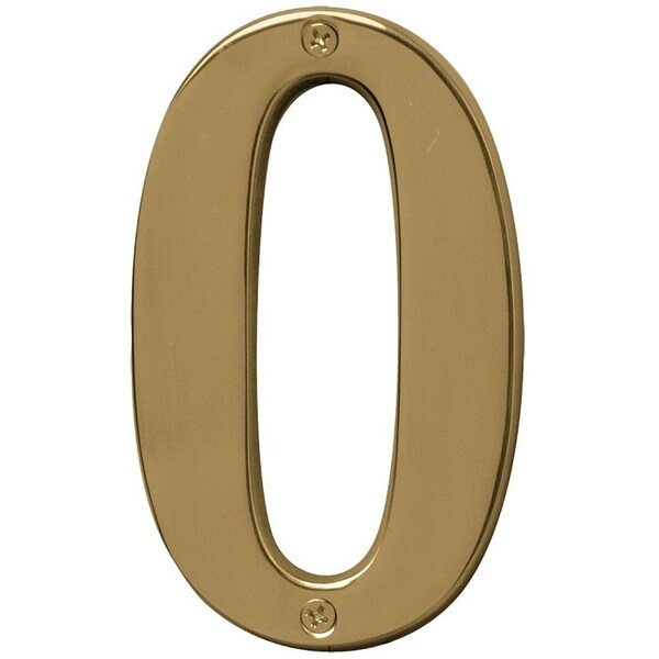 Hy-Ko Prestige Series House Number, Character 0, 5 in H Character, Brass Character, Solid Brass - BR-51PB/0