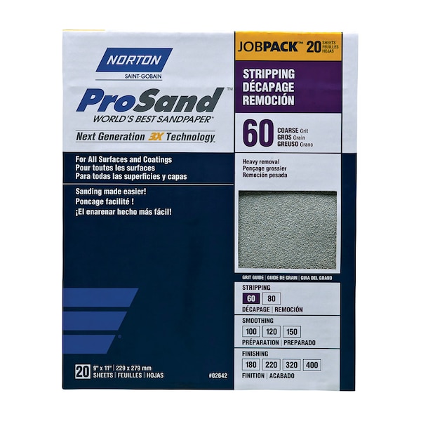 Norton Abrasives Norton ProSand 11 in. L X 9 in. W 60 Grit Aluminum Oxide Sandpaper 20 pk - 7660768175