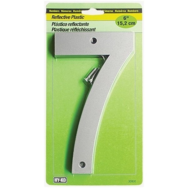 Hy-Ko 30800 Series Reflective Sign, Character 7, 6 in H Character, BlackSilver Character, Plastic - 30807