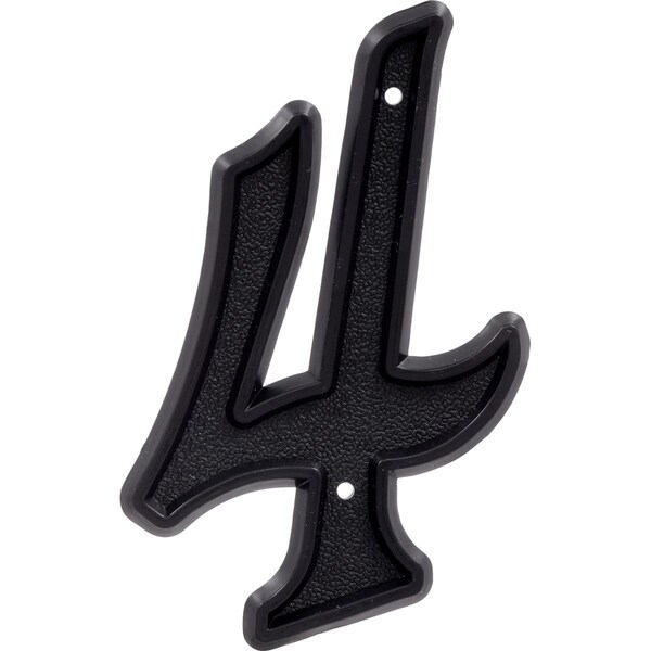 Hillman 6 in. Matte Black Plastic House Number - 4, 5PK - 844044