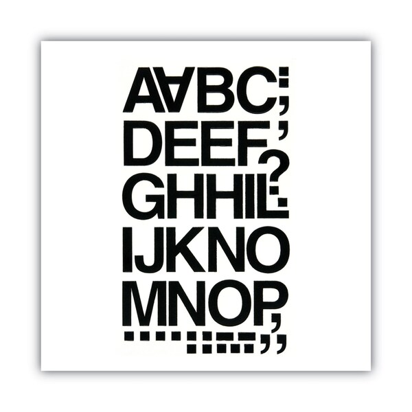Chartpak Press-On Vinyl Self-Adhesive Numbers and Uppercase Letters, 1.5in Tall, Black Characters, 37 Pieces - CHA01040