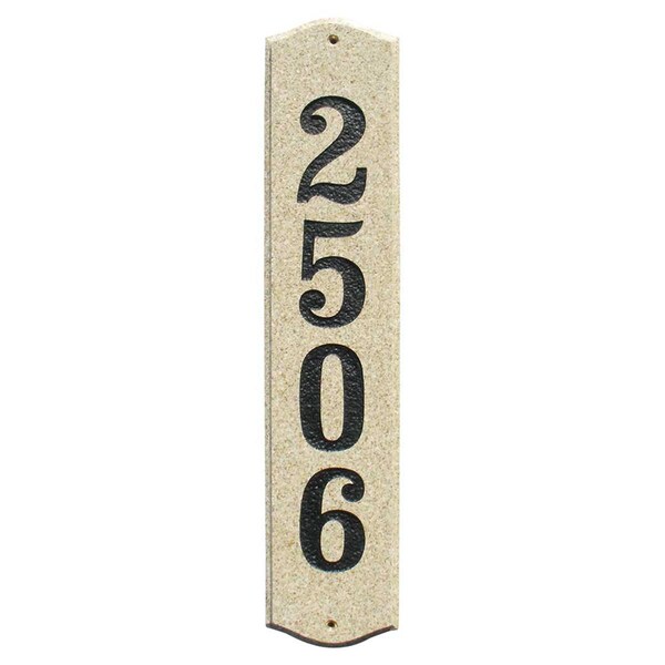 Qualarc 4.5 in. Wexford Vertical Sand Granite Polished Stone Color Solid Granite Address Plaque - WEX-4719-SP
