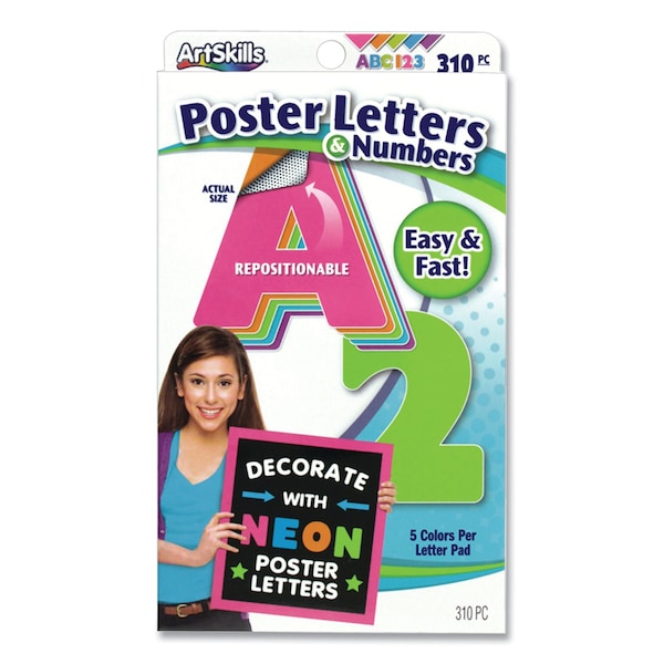 Artskills Neon Color Poster Letters and Numbers, 310PK - PA-1464