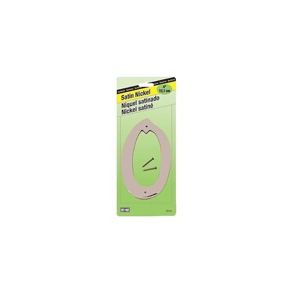 Hy-Ko House Number, Character 0, 4 in H Character, Nickel Character, Zinc - SN-40/0