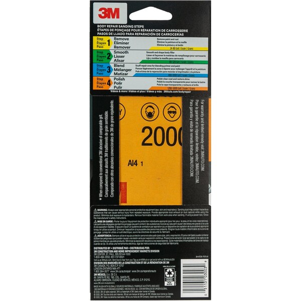 3M Wetordry Sandpaper 03003, 3-2/3 in x 9 in, 2000 Grit, 5/Pack, 20PK - 3003