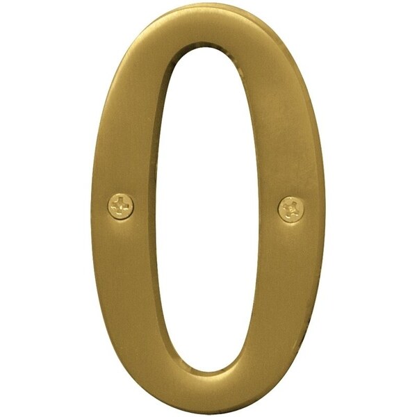 Hy-Ko Prestige Series House Number, Character: 0, 4 in H Character, Brass Character, Brass - BR-43BB/0