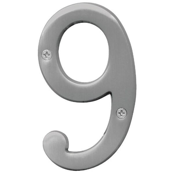 Hy-Ko Prestige Series 4 In. Satin Nickel House Number Nine - BR-43SN/9