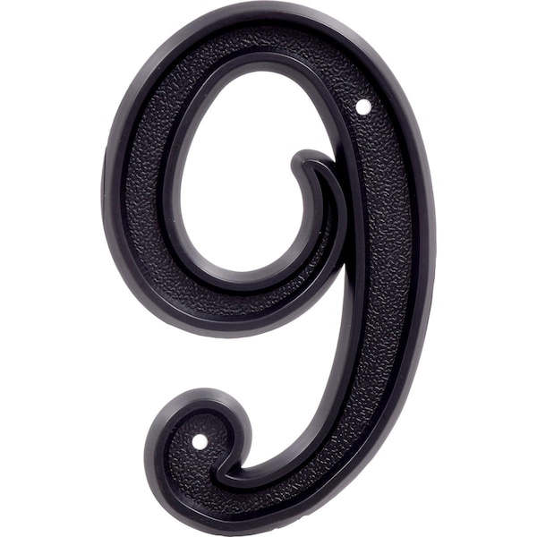 Ornatus Outdoors 6 in. Matte Black Plastic House Number, 9, 6PK - OR2101980
