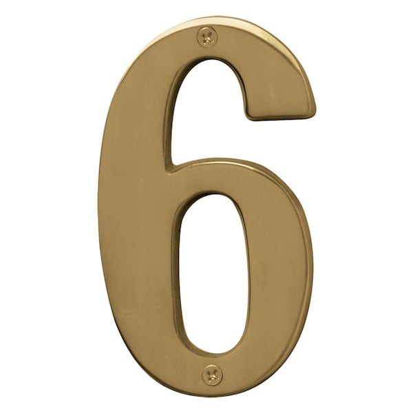 Hy-Ko 5In Polished Brass Number 6, 3PK - A31026